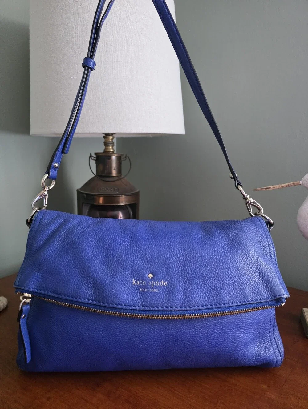 Kate Spade Cobble Hill Mini Carson Lapis Blue Leather Crossbody Bag